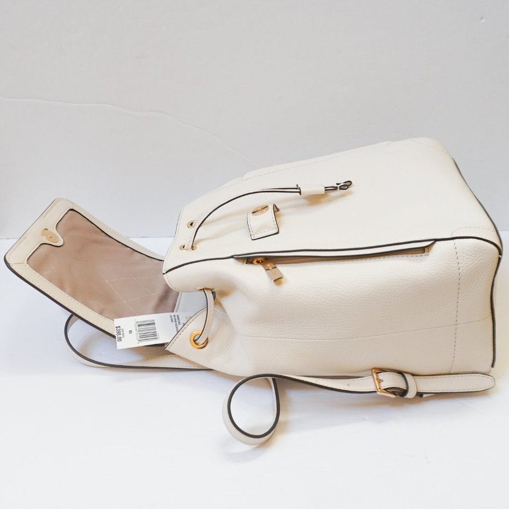 Michael Kors Ginger Medium Drawstring Backpack Pebbled Leather Light Cream - Picture 7 of 11